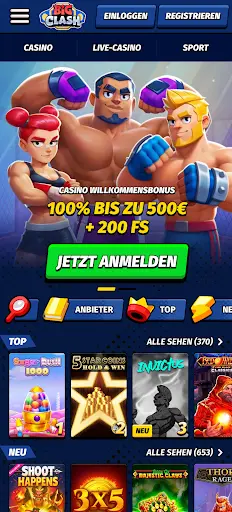 BigClash Willkommensbonus sichern – 500 € Bonus + 200 Freispiele für neue Spieler BigClash Casino Willkommensbonus – 100 % bis zu 500 € + 200 Freispiele, jetzt registrieren und starten